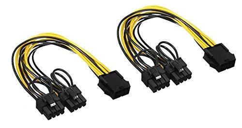 Qaoquda PCI Express Power Cable,8 Pin to Dual PCIe 8 Pin (6+2) Graphics Card PCI Express Power Adapter GPU VGA Y-Splitter Extension Cable Mining Video Card Power Cable (12 inches 2 Pack)