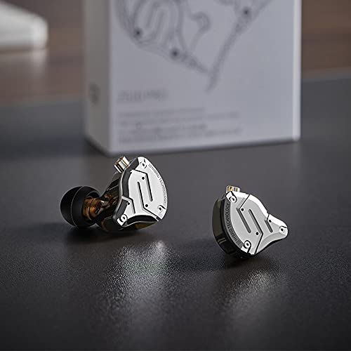 KZ ZS10 Pro, Linsoul 4BA+1DD 5 Driver in-Ear HiFi Metal Earphones with Stainless Steel Faceplate, 2 Pin Detachable Cable (Without Mic, Black) Without Mic