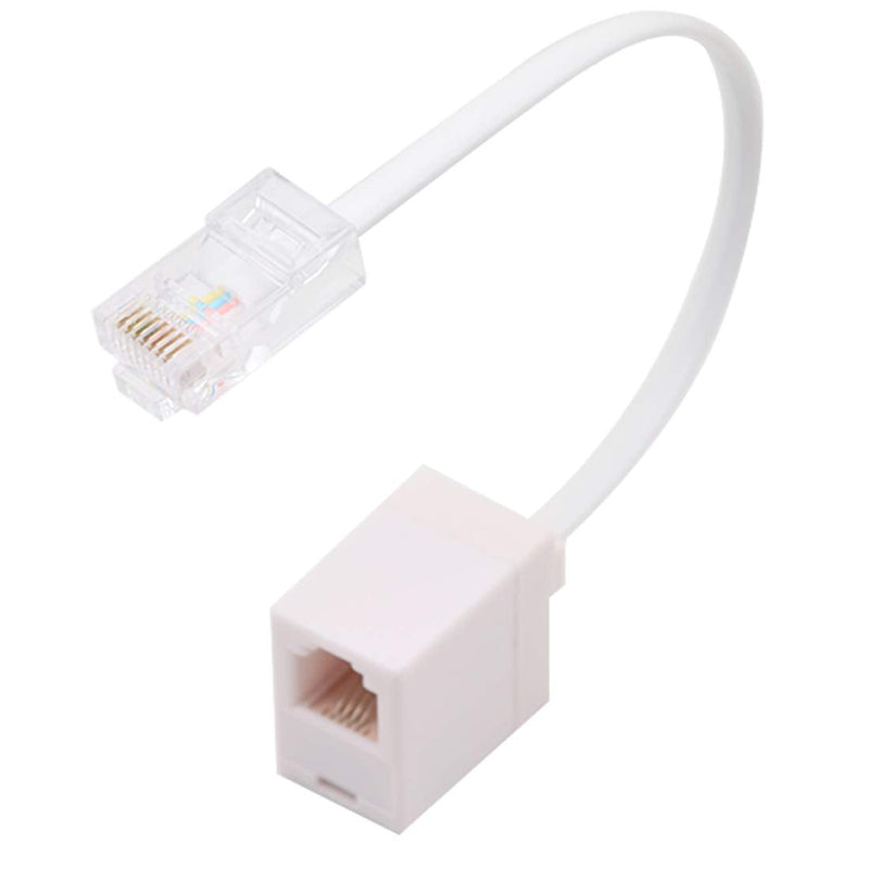 2 Pack RJ45 to RJ11 Converter Adapter Connector Cable, RJ11 6P4C Female to Ethernet RJ45 8P8C Male Converter Cord White Ted Lele