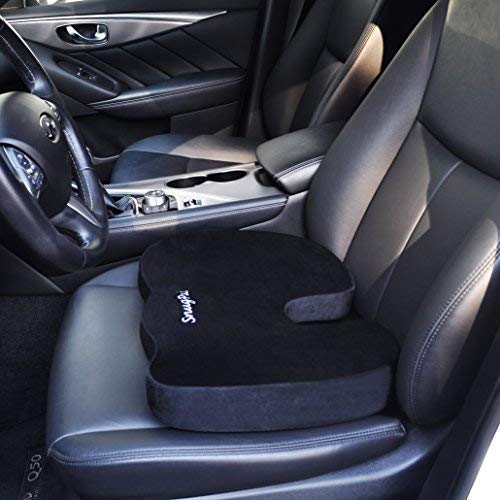Upgraded-SnugPad Memory Foam Seat Cushion, for Sciatica, Back, Hip, and Tailbone Pain Relief, Firm Comfortable, Support for Office Chair, Wheelchair,Car. Nonslip Orthopedic Memory Foam Coccyx Cushion 1 Seat cushion Black