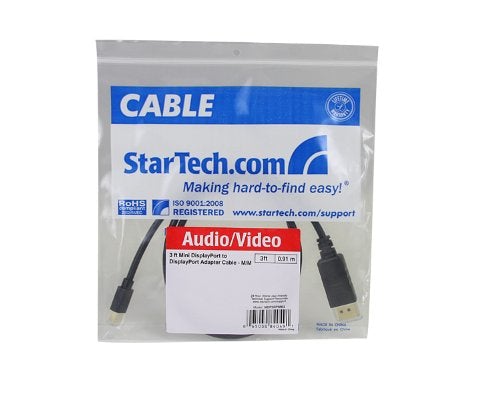 StarTech.com 3 ft Mini DisplayPort to DisplayPort 1.2 Adapter Cable M/M - DisplayPort 4k with HBR2 support - 3 feet Mini DP to DP Cable (MDP2DPMM3),Black