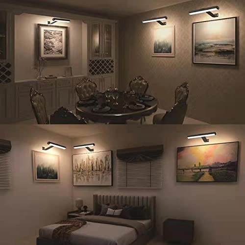 Arixinks Rechargeable Picture Light Battery Operated, Painting Light Wireless with Remote Control 3 Lighting ,Art Light Display Lamp 300LM Dimmable and Timer Set, Full Metal Light for Picture Painting Black