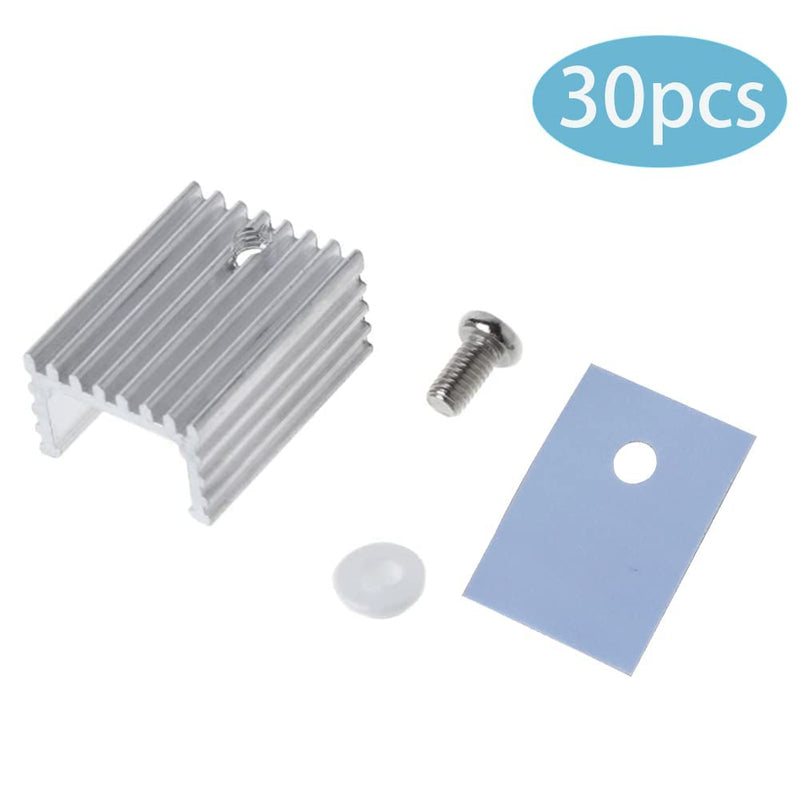 PENGLIN 30pcs TO-220 Aluminum Heatsink and Insulator/Mounting Kit for MOSFET Transistors, 10pcs each of 3 different sizes of TO-220 heatsinks