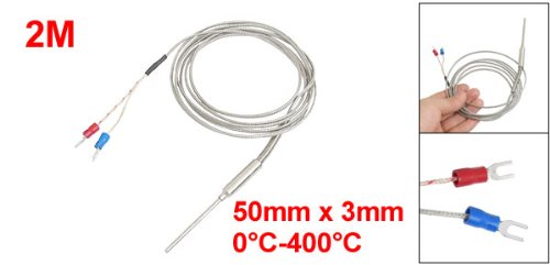 uxcell a12100600ux0328 K Type 50 mm x 3 mm Temperature Controller Earth Thermocouple Probe 2M
