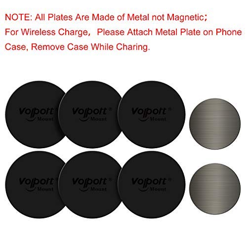 VOLPORT Mount Metal Plates Replacement 6pcs for Magnetic Phone Magnet Car Mount, Phone 3M Strong MagicPlate Metal Disc Sticker Adhesive Round for Magnet Cell Phone Holder Grip(Pops Stand Not Included)