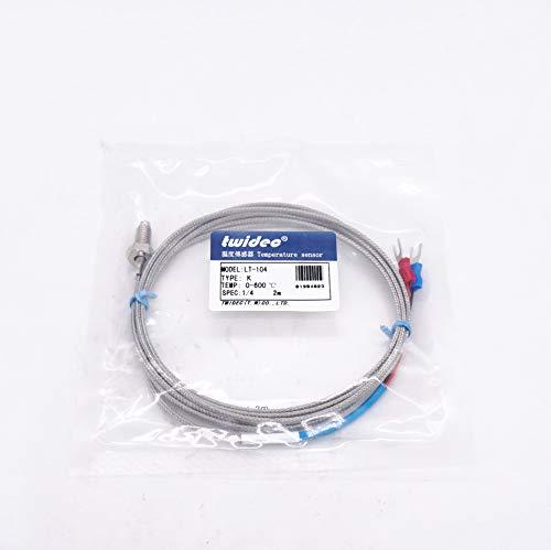 Twidec/2Pcs 1/4" Screw Probe Temperature Sensor K Type Thermocouple 2 Meters Cable Temperature Range: 0-600Â°C LT-104