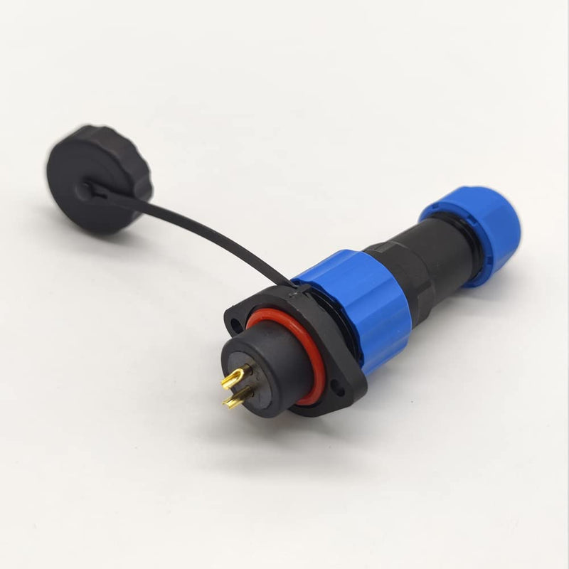 Elecbee Connector Aviation Plug SP17 IP68 2 Pin Female Plug and Male Socket 2 Holes Flange Straight Waterproof and Dustproof Satellite Cable Connector
