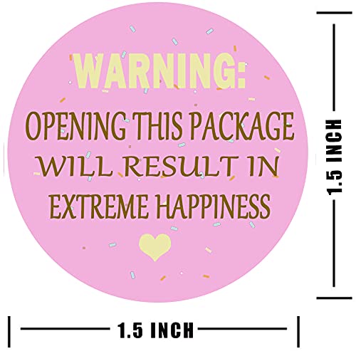 Pink Extreme Happiness Package Stickers,1.5Inch Adorable Warning: Extreme Happiness Labels for Envelope Seals,Cookies Package,Business Or Personal Use.(500Pcs/Roll)