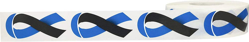 Black and Blue Awareness Ribbon Stickers 2 Inch 500 Adhesive Stickers