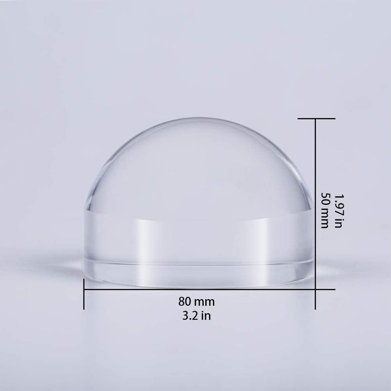 BIJIA 3.2 inch Acrylic Paperweight Magnifier Reading Magnifying Glass - Dome Magnifier/Paperweight Optical Half Ball Lens with White Box(80mm) 3.2 Inch Dome Magnifier With White Box