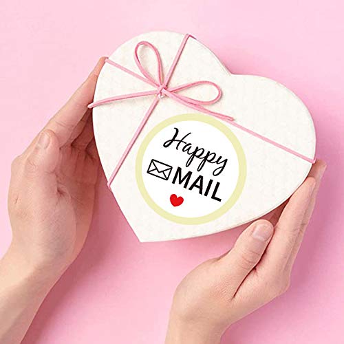 Remarkable Round Happy Mail Stickers, 2 Inch Red Heart/Happy Mail Labels-Packaging Envelope Sealing Stickers for Small Business, Online retailers,Small Shops and More.(504 pcs) (2 inch)