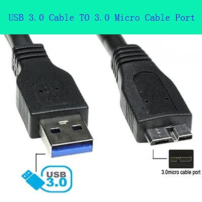 (2 Pack) Superspeed USB 3.0 Cable A Male to Micro B - (4 Feet) Black for WD My Passport Ultra, My Passport X Portable USB 3.0 Hard Drive Storage