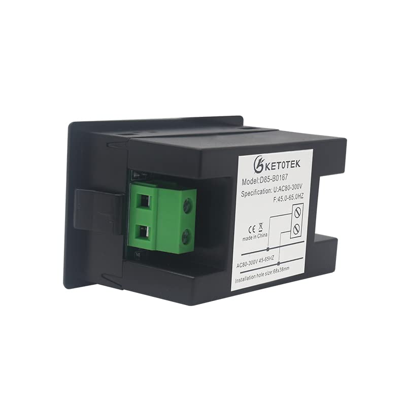 KETOTEK Digital AC Voltmeter Panel Mounting Meter AC80-300V Frequency Counter 45.0-65.0 HZ LED Display Voltage Volt Frequency Meter Tester Gauge V-Hz