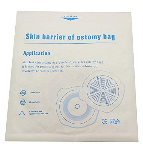 LotFancy 10 PCS Adhesive Stoma Skin Barriers for Two-Piece System Colostomy Bag - Ostomy Wafer Supply for Ileostomy Stoma Care, Cut-to-Fit