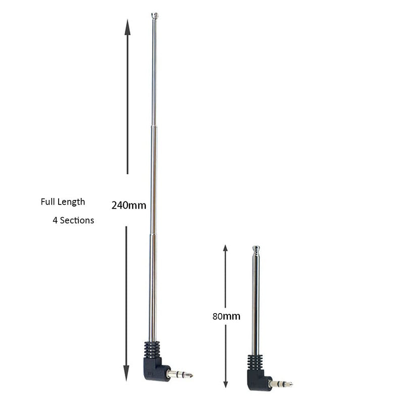 CORONIR 3.5mm FM Radio Antenna 9.5'' Retractable Aerial for Portable Radio Indoor Stereo Receiver AV Audio Vedio Home Theater Receiver Mobile Cell Phone Radio Antenna-2Pack