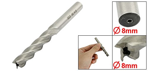 8MM X 8MM 35mm Cutting Depth 4 Flutes HSS AL End Mill 1/3"x1/3"x1.5"x3.23"