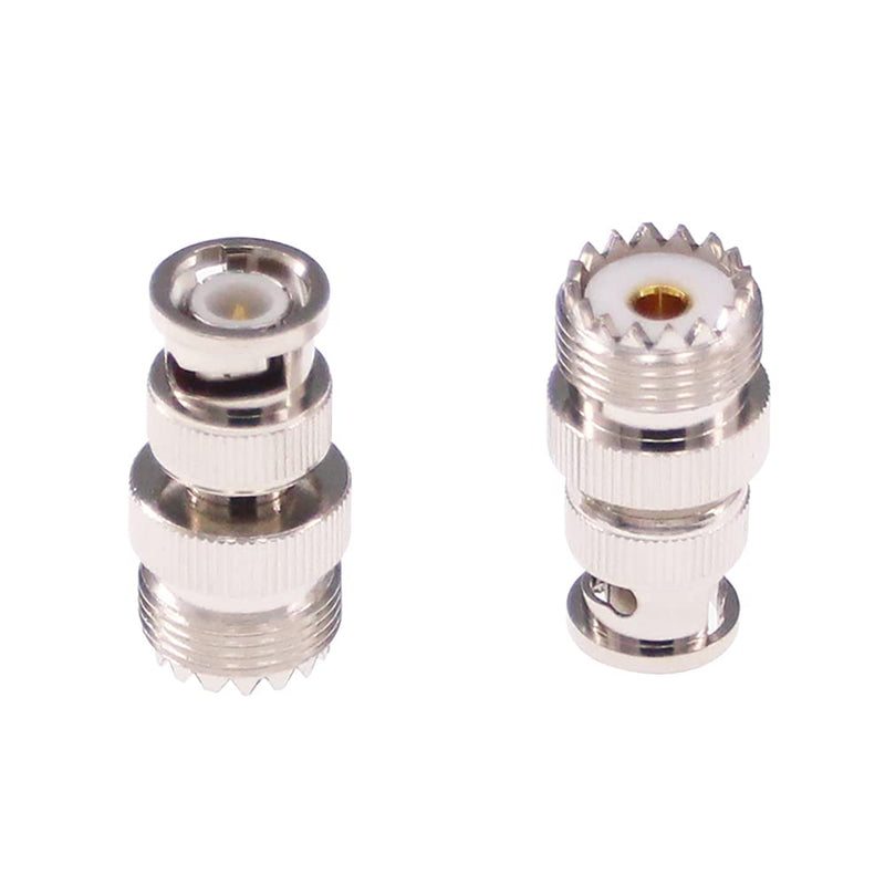 RFaha 2pcs BNC Male to UHF Female SO-239 SO239 RF Coax Adapter BNC to UHF Coaxial Connector Adapter(F37-2)