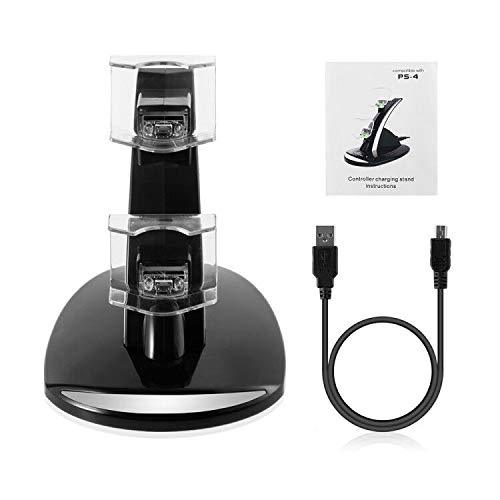PS4 Controller Charger, Megadream Playstation 4/ PS4/ PS4 Pro/ PS4 Slim Controller Charger Charging Docking Station Stand. Dual USB Fast Charging Station & LED Indicator for Sony PS4 Controller Black