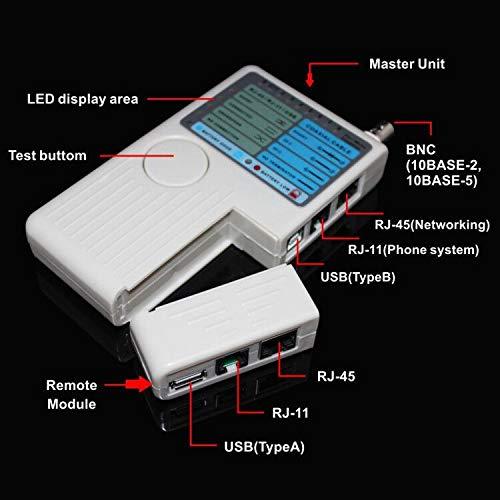 Optimal Shop 4 in 1 Network Cable Tester RJ45/RJ11/USB/BNC LAN Cable Cat5 Cat6 Wire Tester