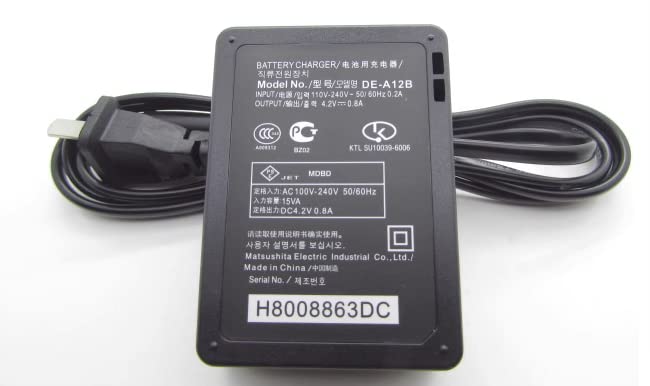 DE-A12B Battery Charger Compatible with Panasonic Camera LUMIX CGA-S005E CGA-S005 DMW-BCC12 CGA-S005GK forDMC- FX3 FX8 FX9 FX10 FX12 LX1 LX2 LX3 LX9 FX50 Camera Battery Power Supply