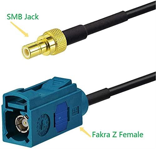 Bingfu Vehicle Car Satellite Radio Antenna Adapter Cable,15cm 6 inch Fakra Z Female to SMB Jack Coaxial Pigtail Cable Compatible with Car Truck SUV Sirius XM Satellite Radio Stereo Receiver Tuner SMB Jack to Fakra Z Female