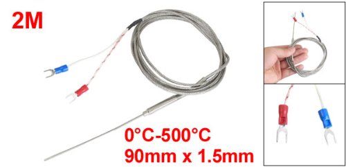 uxcell a12100600ux0244 J Type 90mm x 1.5mm Temperature Controller Earth Thermocouple Probe 2M