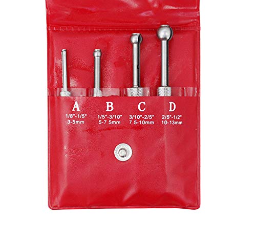 Accusize Industrial Tools 4 Pc Small Hole Gauge Set, Ball Type, inch/mm, 1/8 to 1/5, 1/5 to 3/10, 3/10 to 2/5, 2/5 to 1/2, 3604-5001