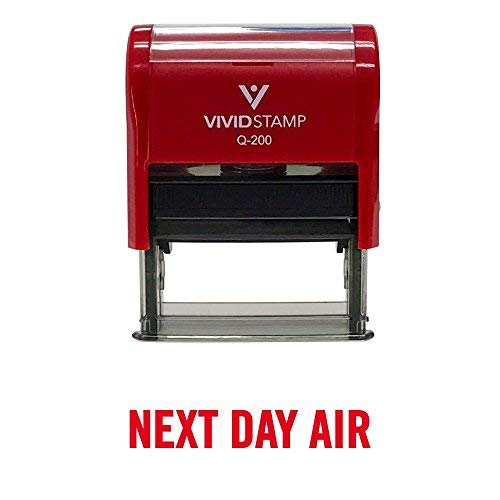 Next Day AIR Self Inking Rubber Stamp (Red Ink) - Medium 9/16" x 1-1/2" - Medium Red