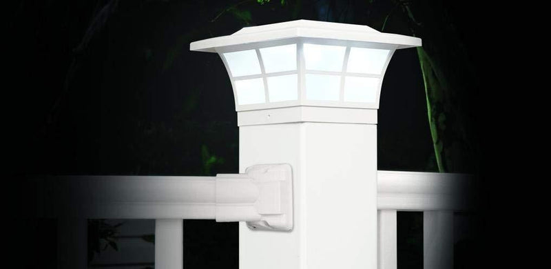 Classy Caps SL079W 4X4 White PVC Prestige Solar Post Cap, 4" x 4"