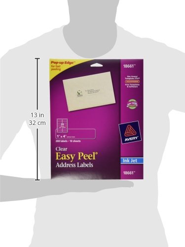 Avery Matte Frosted Clear Address Labels for Inkjet Printers, 1" x 4", 200 Labels (18661)