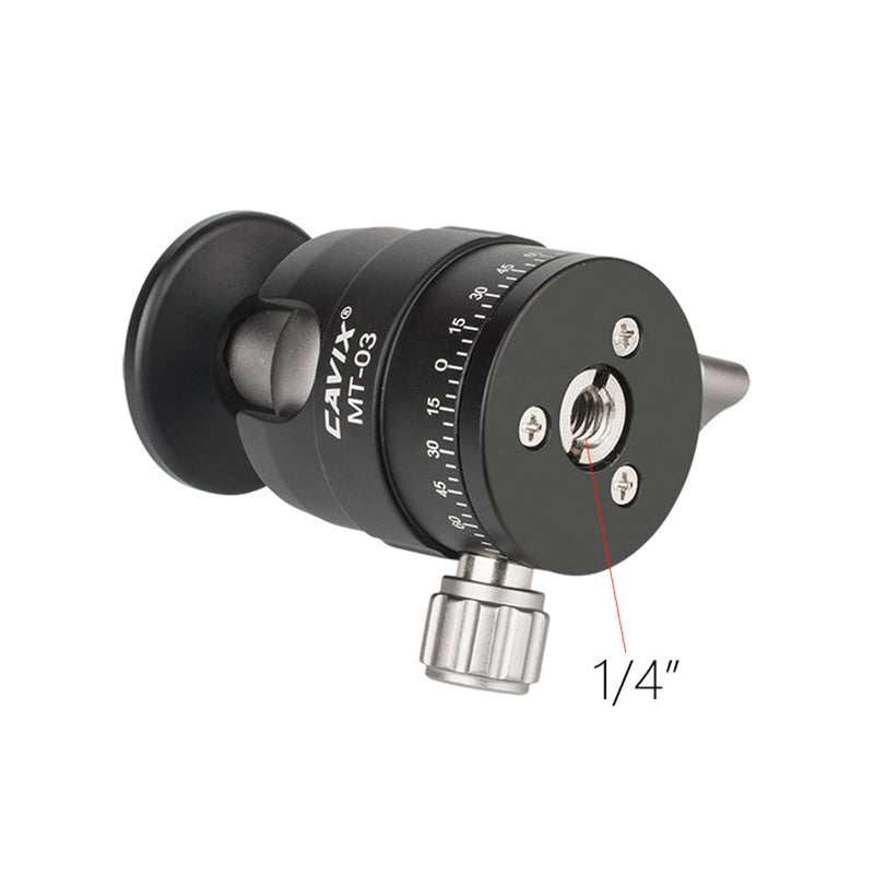 Mini Ball Head, CAVIX MT-03 Camera Panoramic Tripod Head Metal Ball Head with Arca Swiss Quick Release Plate Bubble Level Load Capacity 11 lbs/5 kg… Ball Dia. 25mm