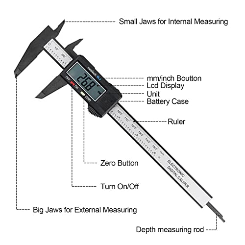 Newaner digital caliper, 150 mm/6" carbon fiber caliper digital with clear LCD and backup battery, professional caliper for outdoor, indoor, depth and step measurement