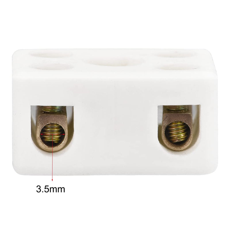 sourcing map 2 pieces ceramic terminal blocks 2-way high temperature porcelain connectors 29.2x21.2x15.2mm