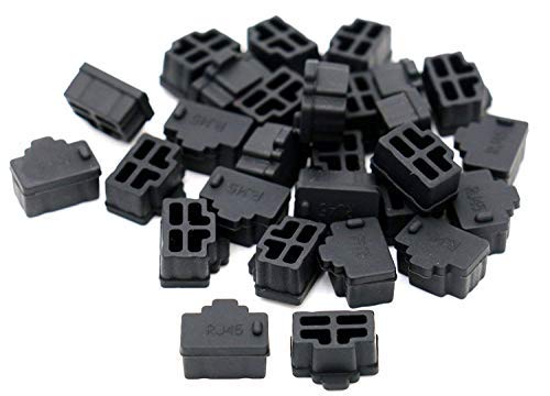 Luckkyme Ethernet Hub Port RJ45 Anti Dust Cover Cap Protector Plug (50PCS/Black) 50PCS/Black