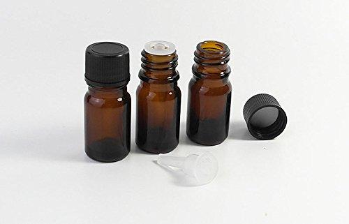 10Pcs 5ml Amber Glass Essential Oil Sample Bottles Vials With Orifice and Cap for Perfume Aromatherapy Container