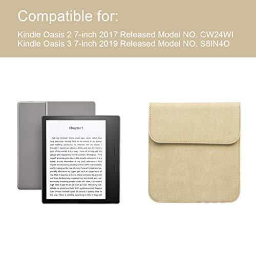 WALNEW 7'' Kindle Sleeve for Kindle Oasis - Protective Insert Sleeve Case Cover Bag Fits Kindle Oasis 10th Generation 2019 / 9th Generation 2017, Khaki