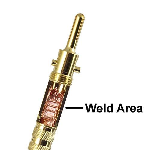 Blue Jeans Cable Canare 4S11 Speaker Cable, with Welded Locking Bananas, Conventional (Non-Bi-Wire) Terminations, Grey Jacket, 8 Foot (Single Cable - for one Speaker); Assembled in The USA