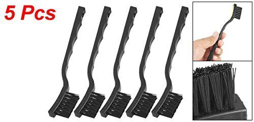 3 x 0.5cm Three Row Plastic Handle Anti Static Brushes Black 5 Pcs