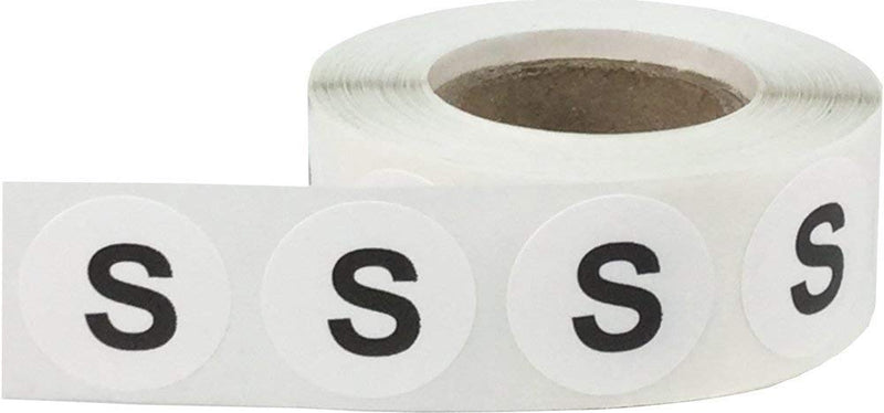 S Clothing Labels Round Circle Stickers for Retail Apparel 3/4 Inch 500 Adhesive Stickers