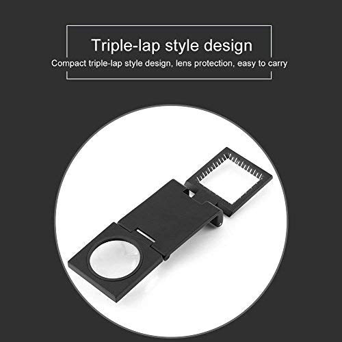 10X 28mm Mini Three-Folding 10X Magnifier,Zinc Alloy Magnifier Magnifying Glass with Scale,for Textile Optical Jewelry Tool (5Pcs)