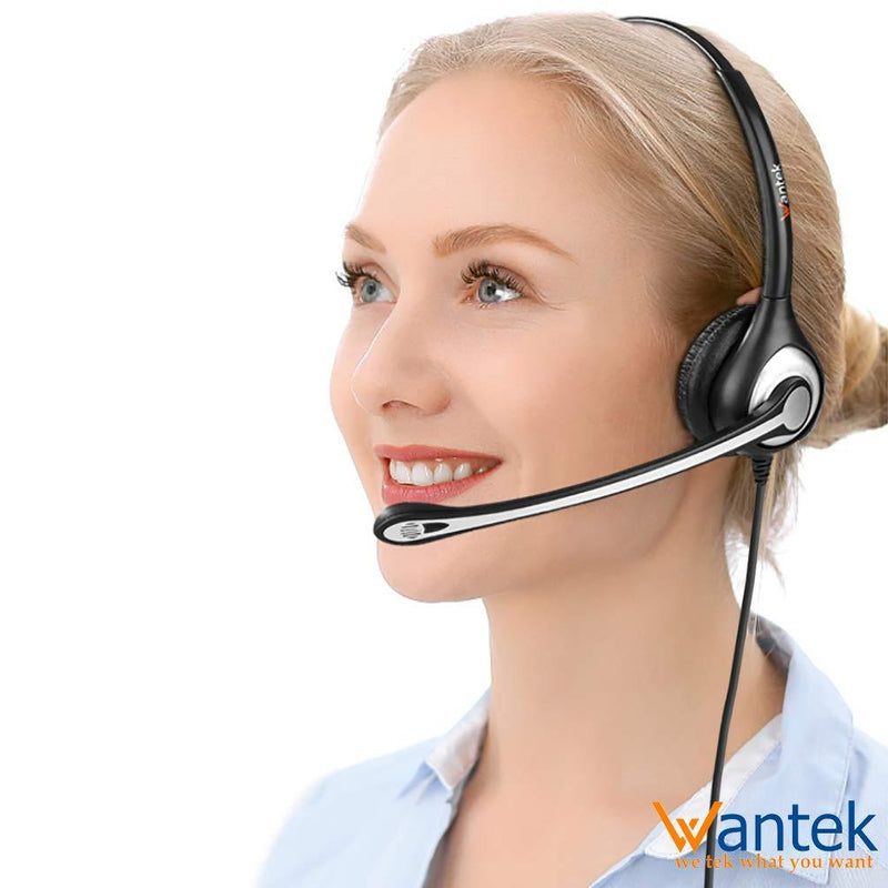 Phone Headset with Microphone Noise Cancelling & Volume Controls, 2.5mm Telephone Headset Compatible with Polycom Panasonic AT&T Vtech Uniden Office Cordless Phones, Clear Chat, Ultra Comfort Black