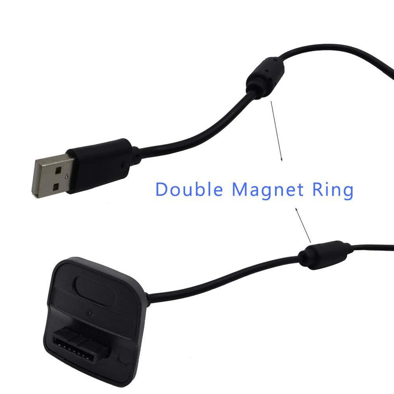 Xbox 360 Charging Cable for Xbox 360 Wireless Game Controllers,2 Pack Black