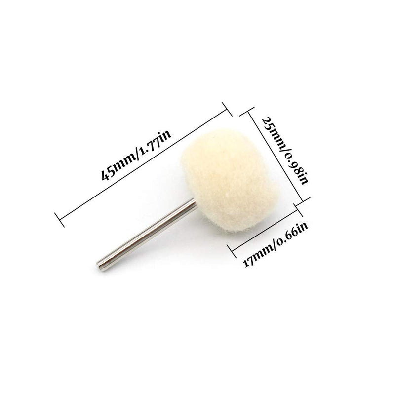KiKiHong Pack of 25 Wool Polishing Discs with Shaft Soft Polishing Disc for Dremels Rotary Tools