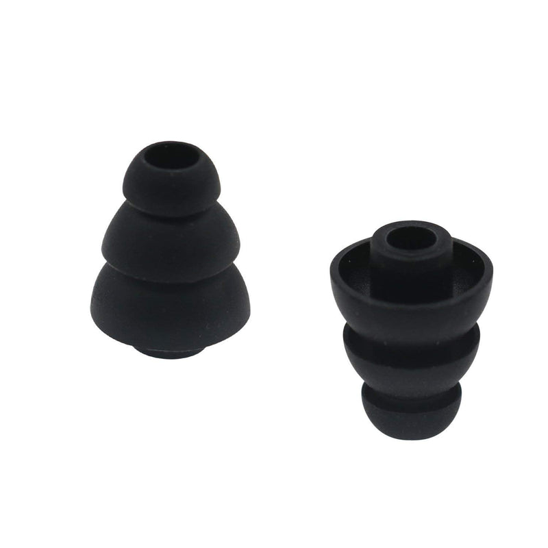 BLLQ 6 Pairs Replacement Triple Flange Ear Tips Earbuds Eartips Silicone Buds for Most in Ear Headphones (Sony Powerbeats Senso etc.) Black [Large Size] (3flange Tips L) Large