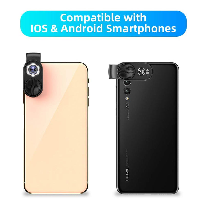 Apexel 100X Pocket Size Mobile Phone Microscope,HD Optical Lens Digital Microscope with Universal Clip Compatible with 98% Smartphone, Portable to Carry for Microworld for Kids and Adults
