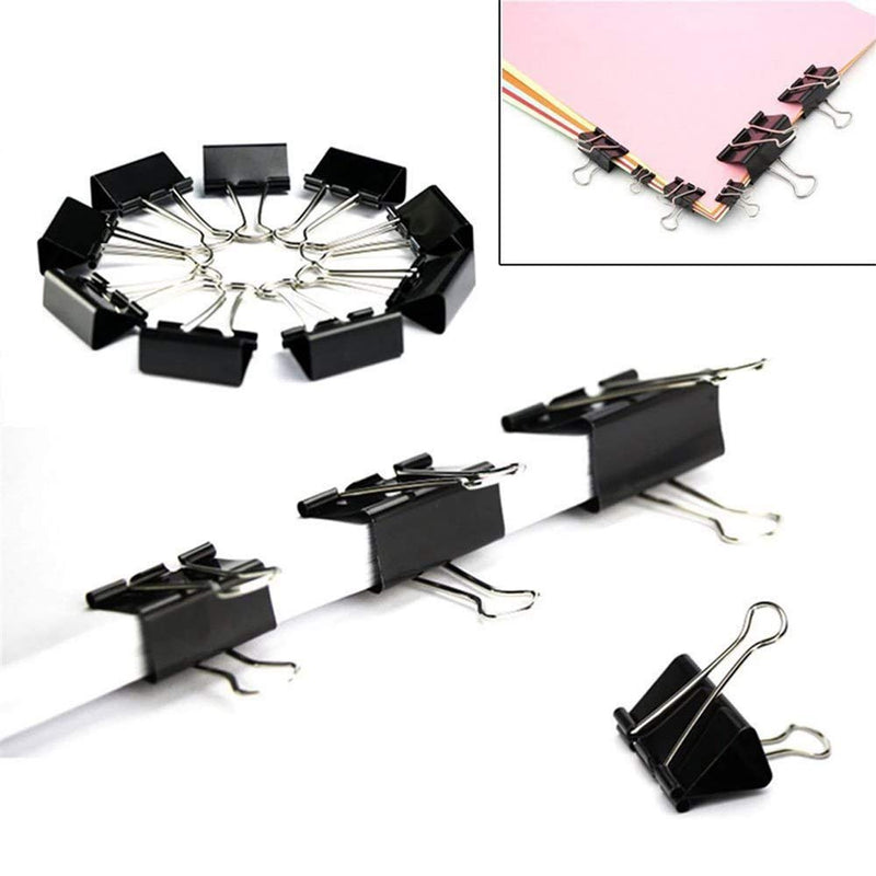 130 Pcs Assorted Sizes Binder Clips, Big Paper Clamps Metal Fold Back Clips for Office, School and Home Supplies, Black