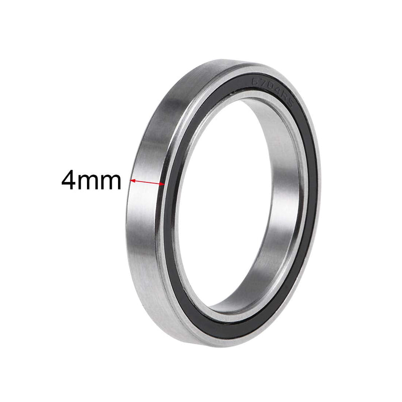 uxcell 6704-2RS Deep Groove Ball Bearings Z2 20mm x 27mm x 4mm Double Sealed Chrome Steel 4pcs 20x27x4mm