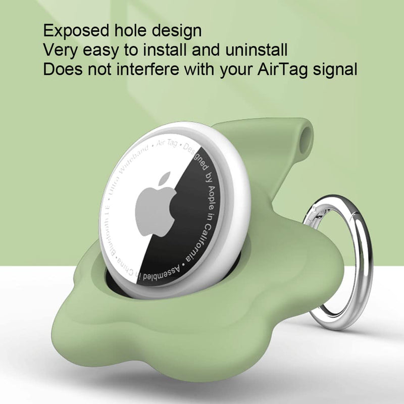 Alsukeay 4 Pack Holder Case for AirTag with Keychain Flower Silicone Protective Cover with Loop Key Ring Compatible with AirTag Tracker for Kids Pets Wallet Backpacks Luggage (White/Green/Pink/Yellow) White/Green/Pink/Yellow