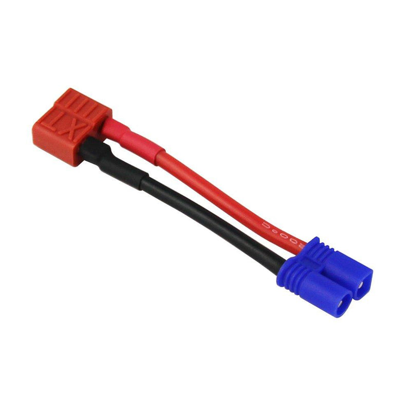 OliYin 3pcs EC2 Male to Anti-Skid T-Plug Deans Style Female Connector Adapter 16awg 1.96inch/5cm Wire for RC Lipo Battery(Pack of 3)