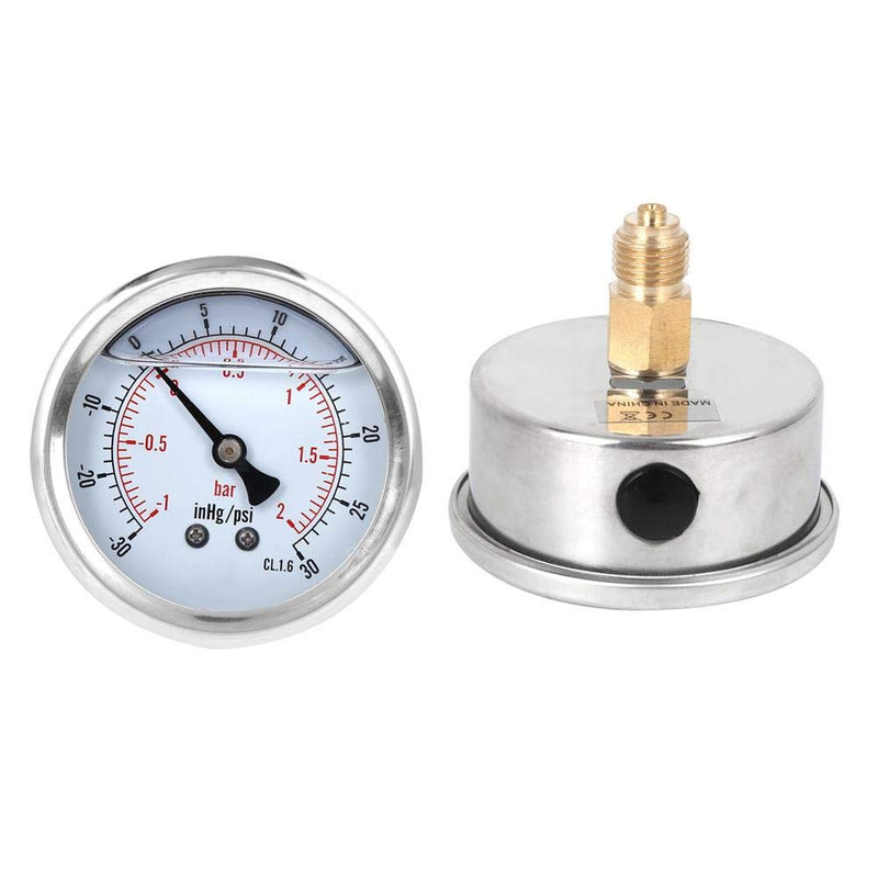 Pressure Gauge 1/4 BSP Oil Filled Pressure Gauge 1-2bar, -30-30inhg/psi, TS-PGGZ60Z4-2bar Y60 Axial Vacuum Pressure Gauge Radial Pressure Gauge